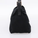 FENDI Mamma Baguette Shoulder Bag Cotton jersey Black Silver Auth 202920-3
