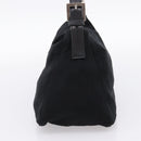 FENDI Mamma Baguette Shoulder Bag Cotton jersey Black Silver Auth 202920-4