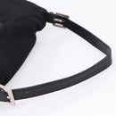 FENDI Mamma Baguette Shoulder Bag Cotton jersey Black Silver Auth 202920-7