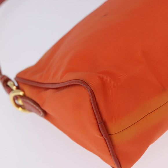 PRADA Shoulder Bag Nylon Orange Gold Auth 202922A
