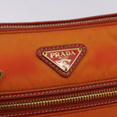 PRADA Shoulder Bag Nylon Orange Gold Auth 202922A-15