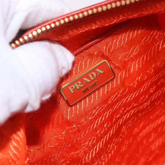 PRADA Shoulder Bag Nylon Orange Gold Auth 202922A