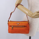 PRADA Shoulder Bag Nylon Orange Gold Auth 202922A-25