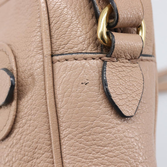 Miu Miu Shoulder Bag Leather Beige Gold Auth 202924A