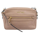 Miu Miu Shoulder Bag Leather Beige Gold Auth 202924A-13