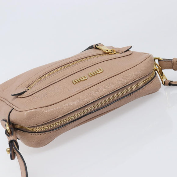 Miu Miu Shoulder Bag Leather Beige Gold Auth 202924A