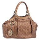 GUCCI GG Canvas Guccissima Tote Bag Leather Bronze Gold 211944 Auth 202927V-1