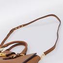 Miu Miu Hand Bag Leather 2way Brown Gold Auth 202932V-14