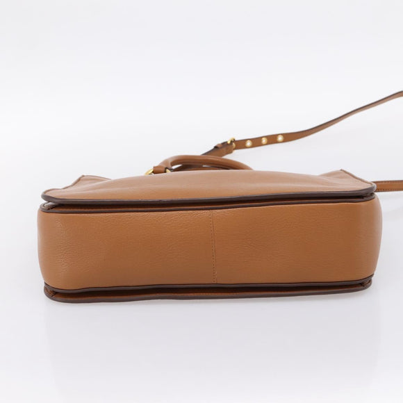Miu Miu Hand Bag Leather 2way Brown Gold Auth 202932V
