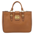 Miu Miu Hand Bag Leather 2way Brown Gold Auth 202932V-13