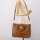 Miu Miu Hand Bag Leather 2way Brown Gold Auth 202932V-28