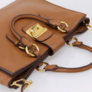 Miu Miu Hand Bag Leather 2way Brown Gold Auth 202932V-6