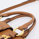 Miu Miu Hand Bag Leather 2way Brown Gold Auth 202932V-8
