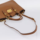 Miu Miu Hand Bag Leather 2way Brown Gold Auth 202932V-9