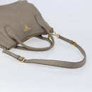 PRADA Hand Bag Vittero Dino Leather 2way Gray Gold Auth 202933V-9