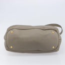 PRADA Hand Bag Vittero Dino Leather 2way Gray Gold Auth 202933V-5