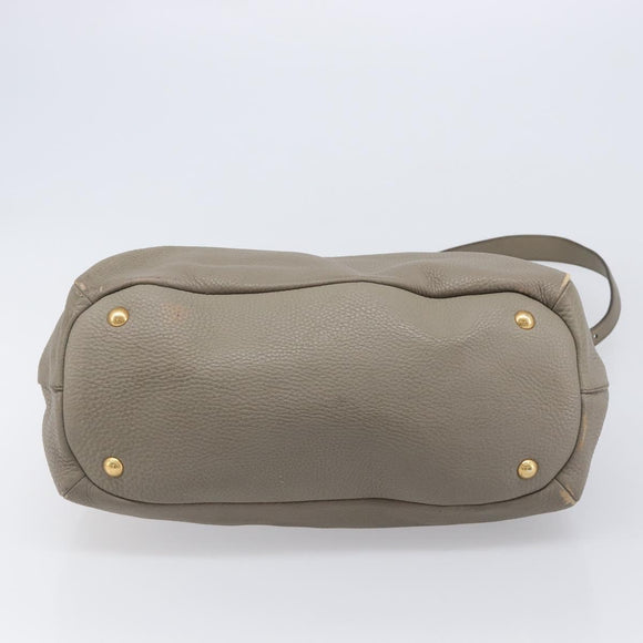 PRADA Hand Bag Vittero Dino Leather 2way Gray Gold Auth 202933V