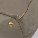 PRADA Hand Bag Vittero Dino Leather 2way Gray Gold Auth 202933V-16