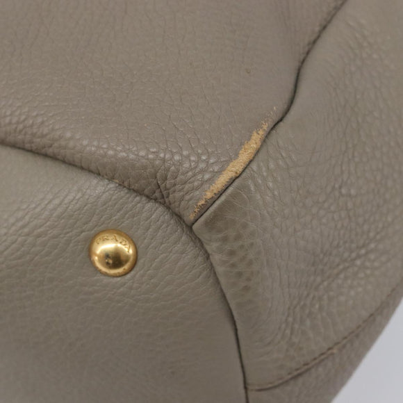 PRADA Hand Bag Vittero Dino Leather 2way Gray Gold Auth 202933V