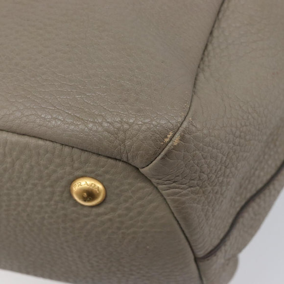 PRADA Hand Bag Vittero Dino Leather 2way Gray Gold Auth 202933V