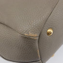 PRADA Hand Bag Vittero Dino Leather 2way Gray Gold Auth 202933V-19