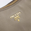PRADA Hand Bag Vittero Dino Leather 2way Gray Gold Auth 202933V-20