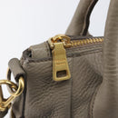 PRADA Hand Bag Vittero Dino Leather 2way Gray Gold Auth 202933V-21