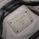 PRADA Hand Bag Vittero Dino Leather 2way Gray Gold Auth 202933V-22