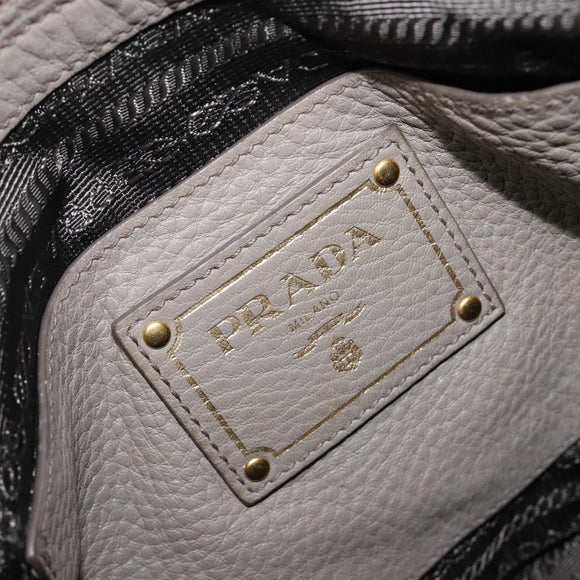 PRADA Hand Bag Vittero Dino Leather 2way Gray Gold Auth 202933V