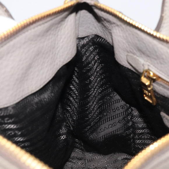 PRADA Hand Bag Vittero Dino Leather 2way Gray Gold Auth 202933V