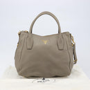PRADA Hand Bag Vittero Dino Leather 2way Gray Gold Auth 202933V-12