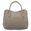 PRADA Hand Bag Vittero Dino Leather 2way Gray Gold Auth 202933V-2