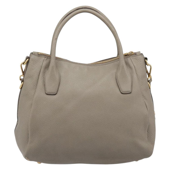 PRADA Hand Bag Vittero Dino Leather 2way Gray Gold Auth 202933V