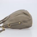 PRADA Hand Bag Vittero Dino Leather 2way Gray Gold Auth 202933V-4