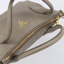 PRADA Hand Bag Vittero Dino Leather 2way Gray Gold Auth 202933V-6