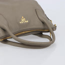 PRADA Hand Bag Vittero Dino Leather 2way Gray Gold Auth 202933V-7