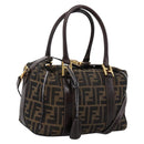 FENDI Zucca Canvas Hand Bag 2way Brown Gold Auth 202934-1