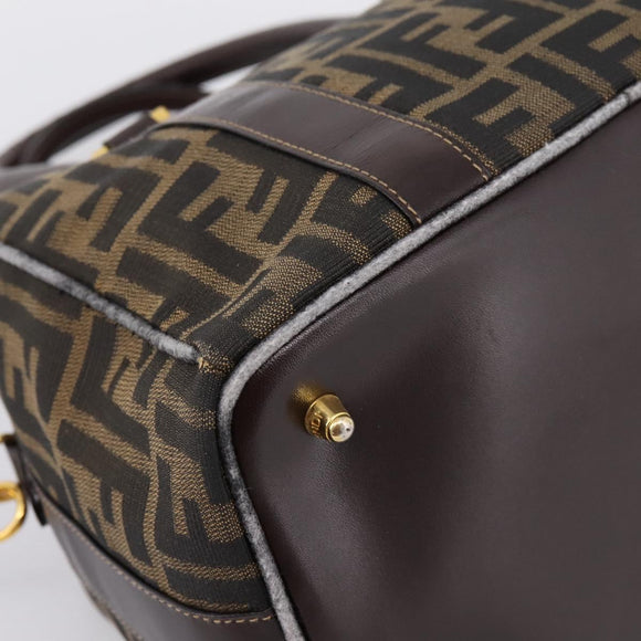 FENDI Zucca Canvas Hand Bag 2way Brown Gold Auth 202934