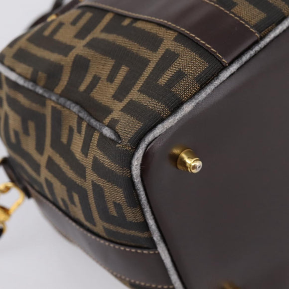 FENDI Zucca Canvas Hand Bag 2way Brown Gold Auth 202934