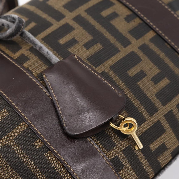 FENDI Zucca Canvas Hand Bag 2way Brown Gold Auth 202934