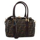 FENDI Zucca Canvas Hand Bag 2way Brown Gold Auth 202934-13