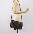 FENDI Zucca Canvas Hand Bag 2way Brown Gold Auth 202934-26