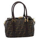 FENDI Zucca Canvas Hand Bag 2way Brown Gold Auth 202934-2
