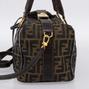 FENDI Zucca Canvas Hand Bag 2way Brown Gold Auth 202934-4
