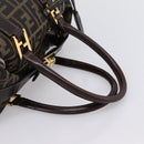 FENDI Zucca Canvas Hand Bag 2way Brown Gold Auth 202934-8