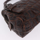 Miu Miu Hand Bag Leather Croco Embossed Brown Auth 202935V-10