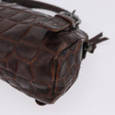 Miu Miu Hand Bag Leather Croco Embossed Brown Auth 202935V-11