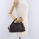 Miu Miu Hand Bag Leather Croco Embossed Brown Auth 202935V-23