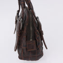 Miu Miu Hand Bag Leather Croco Embossed Brown Auth 202935V-4