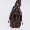 Miu Miu Hand Bag Leather Croco Embossed Brown Auth 202935V-5